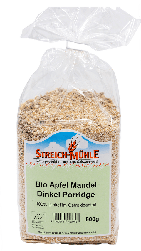 Bio Dinkel Mandel Apfel Porridge-Bio Dinkel Mandel Apfel Porridge-Streich Mühle
