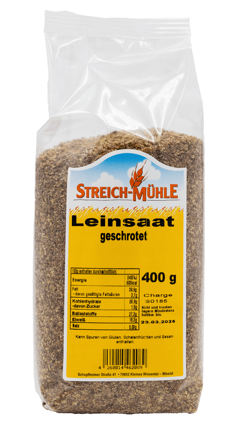 Leinsaat braun geschrotet-Leinsaat braun geschrotet-Streich Mühle