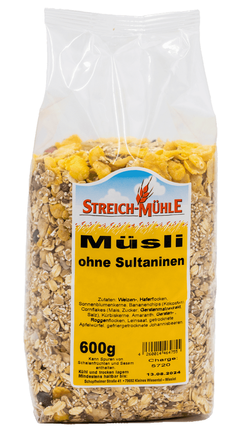 Müsli ohne Sultaninen-Müsli ohne Sultaninen-Streich Mühle