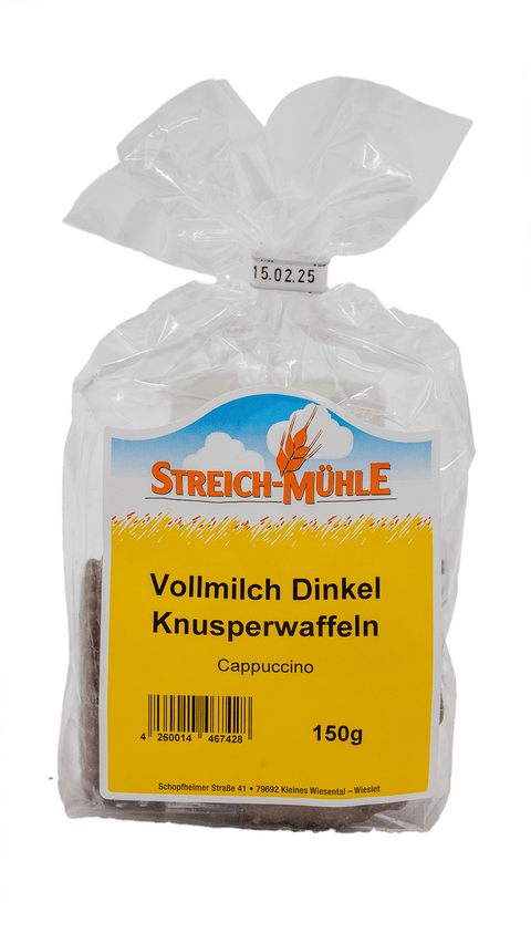 Dinkel-Knusperwaffeln VM Cappuccino-Dinkel-Knusperwaffeln VM Cappuccino-Streich Mühle