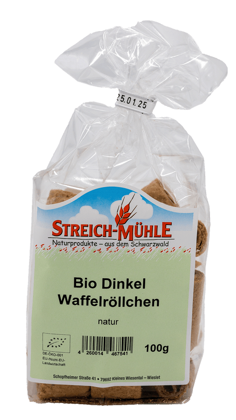 Bio Dinkel Waffelröllchen Natur-Bio Dinkel Waffelröllchen Natur-Streich Mühle