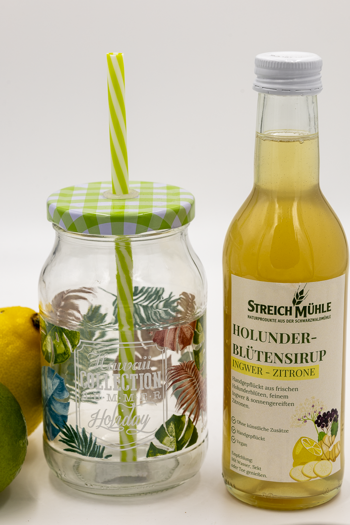 Bio Holunderbltensirup Ingwer-Zitrone  30 % weniger Zucker