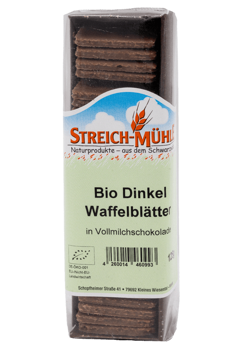 Bio Dinkel Waffelblätter in Vollmilchschokolade