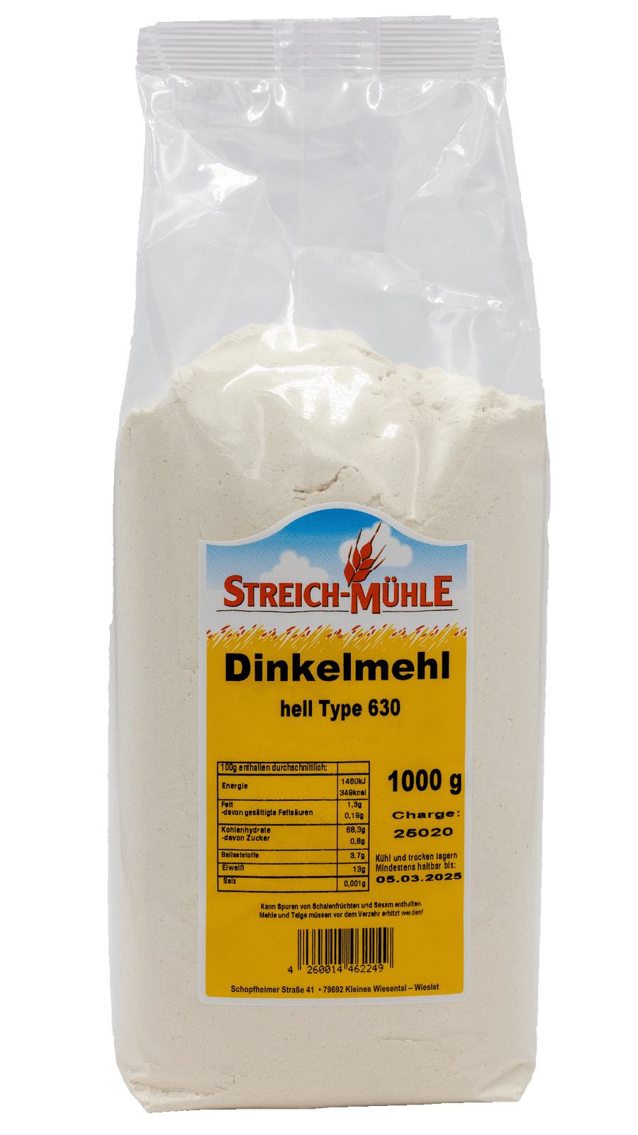 Dinkelmehl Type 630 der Streich-Mühle für helles und feines Gebäck