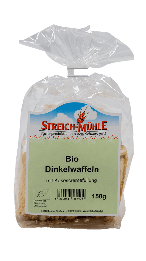 Bio-Dinkelwaffeln mit Kokoscreme-Bio-Dinkelwaffeln mit Kokoscreme-Streich Mühle