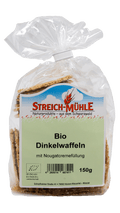 Bio Dinkelwaffeln mit Nougatcreme-Bio Dinkelwaffeln mit Nougatcreme-Streich Mühle