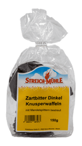 Dinkel-Knusperwaffeln Zartbitter Mandeln-Dinkel-Knusperwaffeln Zartbitter Mandeln-Streich Mühle