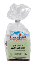 Bio Dinkel Waffelröllchen Vollmilch-Bio Dinkel Waffelröllchen Vollmilch-Streich Mühle